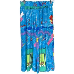 Vintage 80s Howard Wolf Abstract Cropped Wide Leg Gaucho Palazzo Pants Size 8